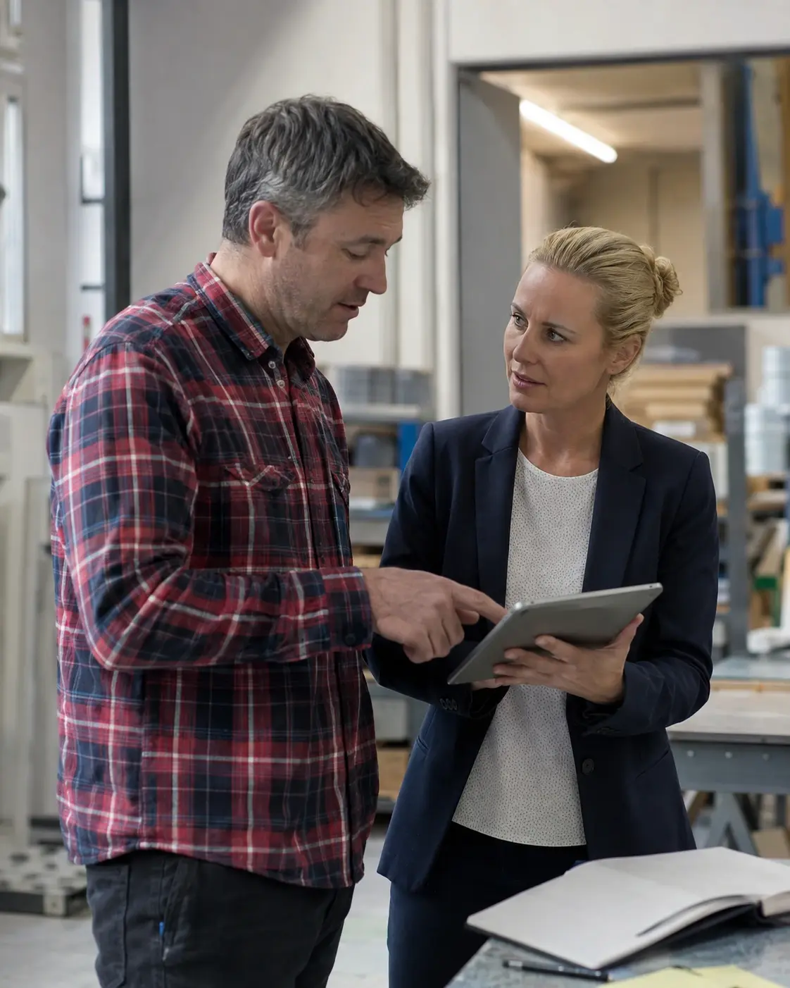 Owner-manager discussing business operations with a consultant