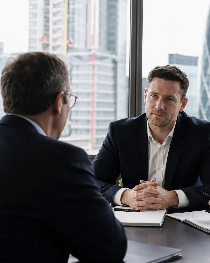 Business advisory meeting in a modern UK office